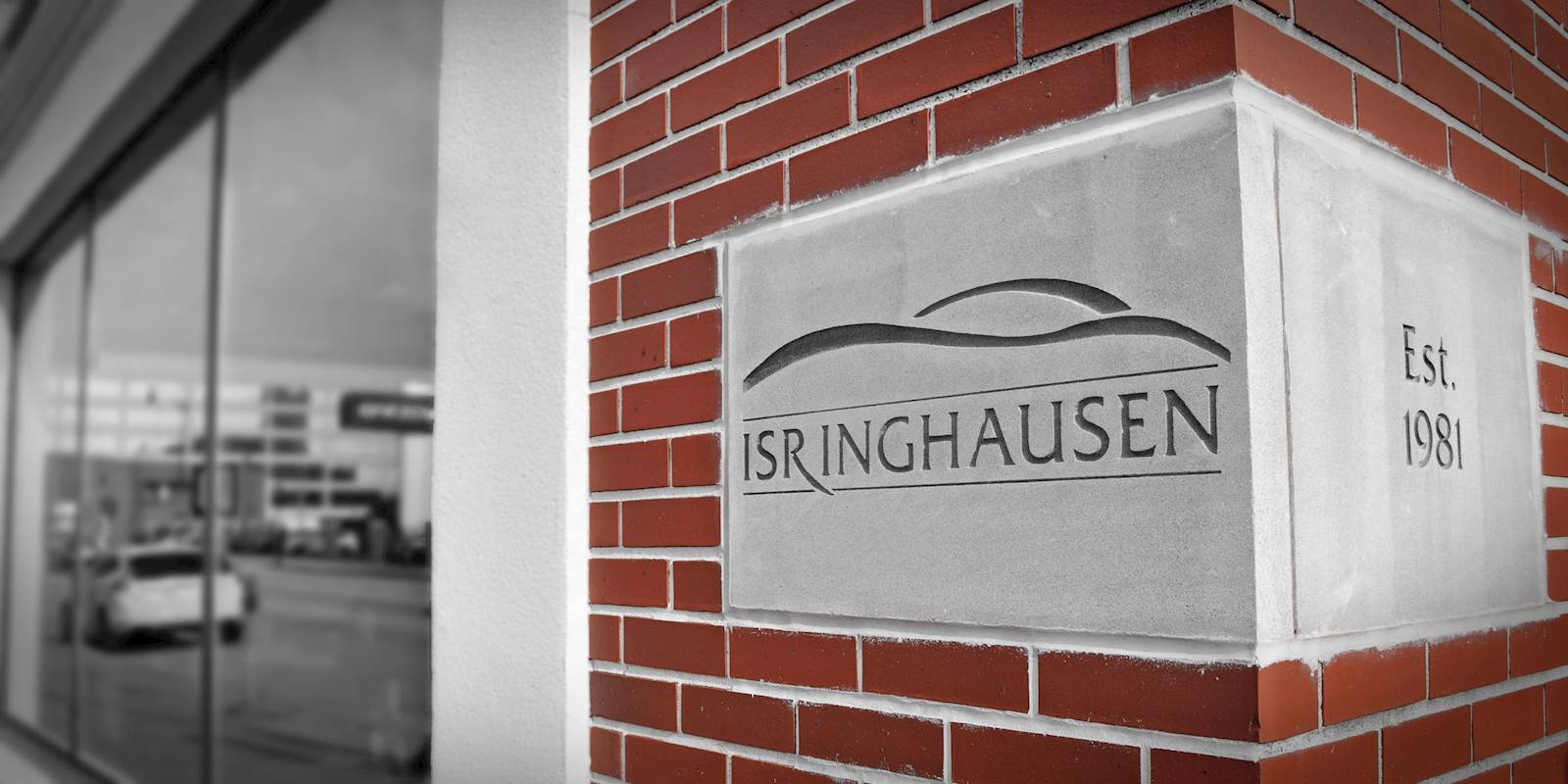Isringhausen Imports building cornerstone